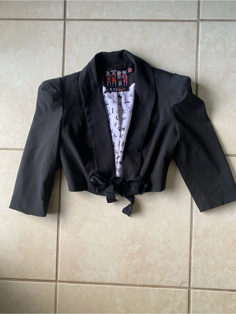 Y2K Cropped Tie-Front Blazer